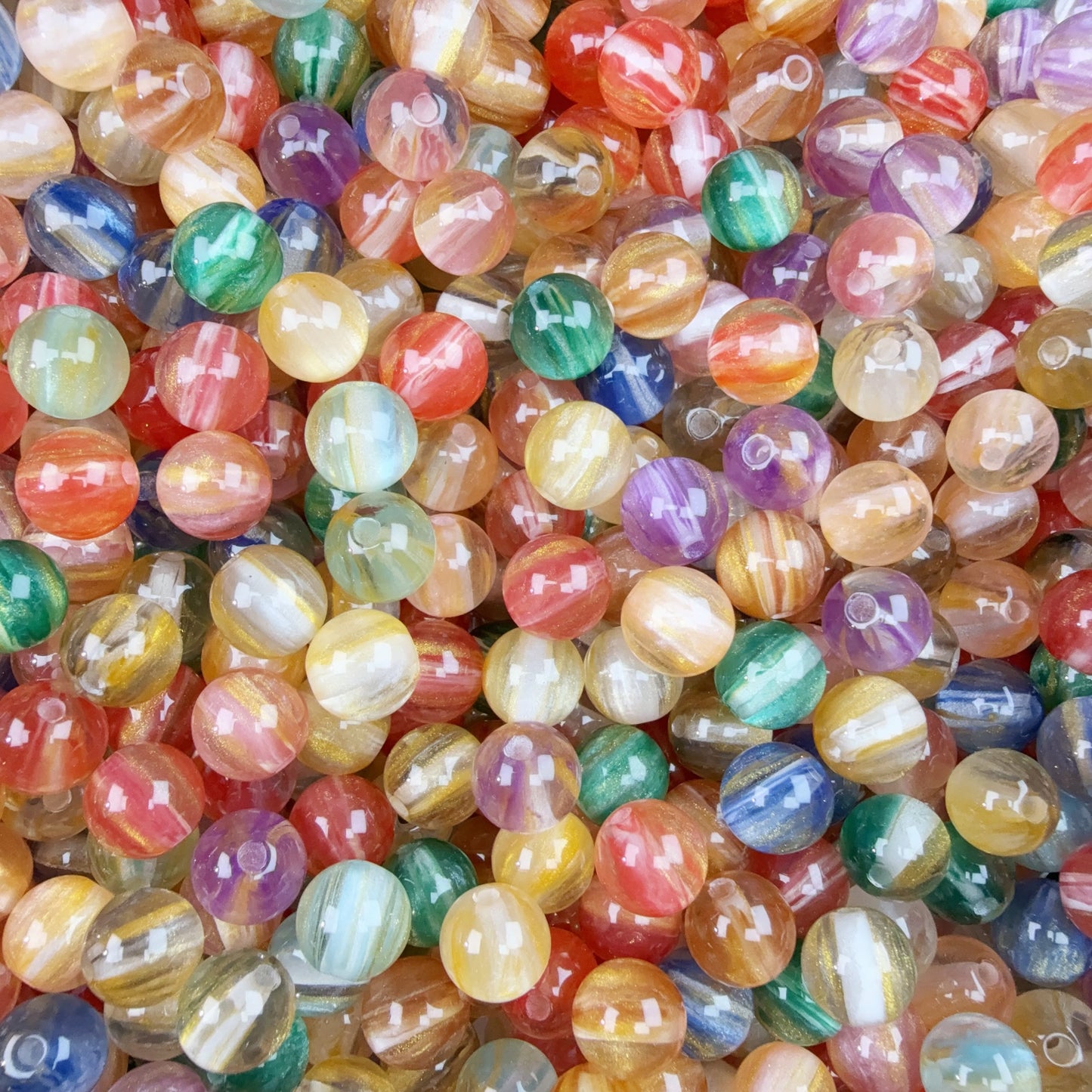 0 0今日新作 金シルク 10ミリ 樹脂ビーズ混ぜ (0301)