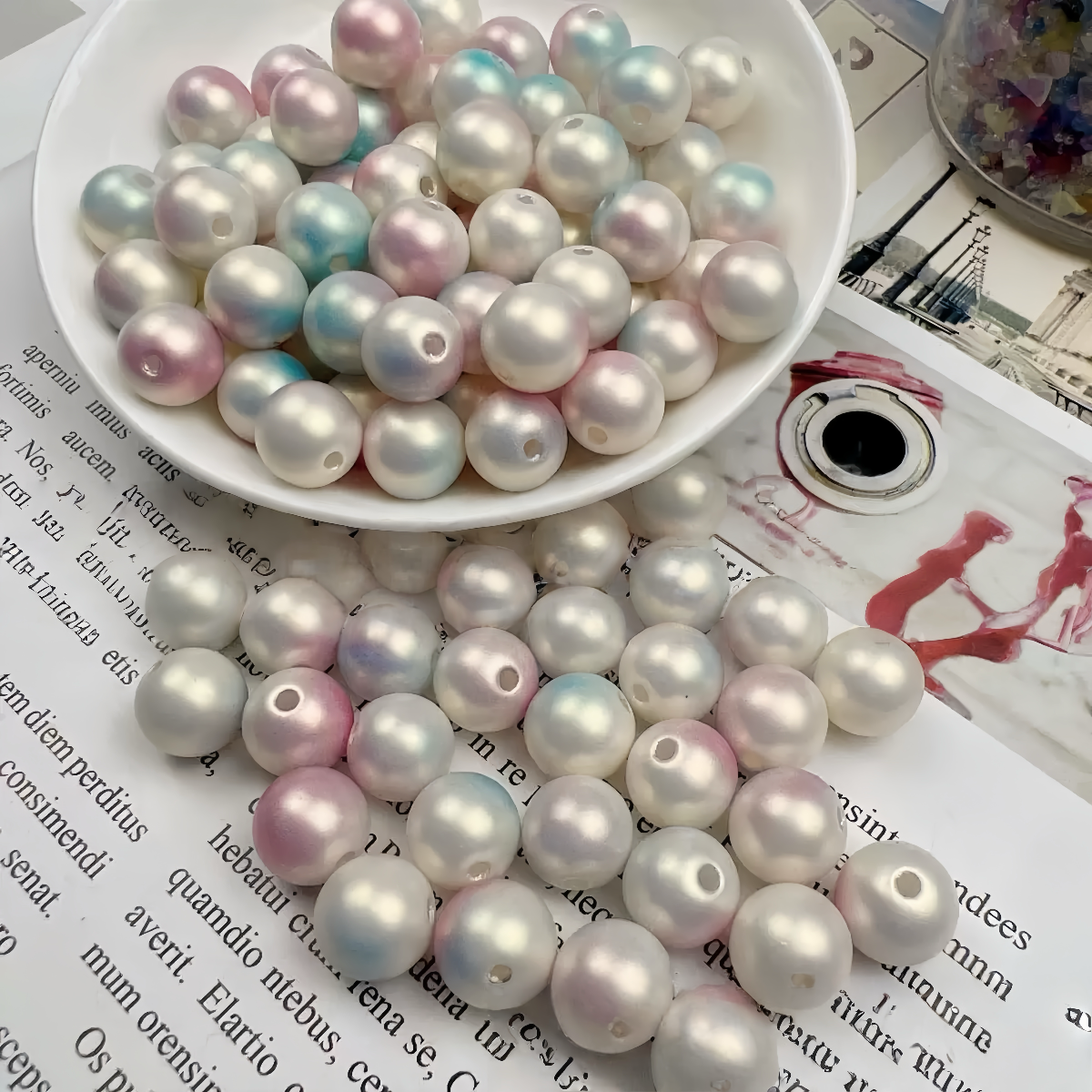 0 0今日新作 グラデーションパール色ビーズ-8ミリ(0601)