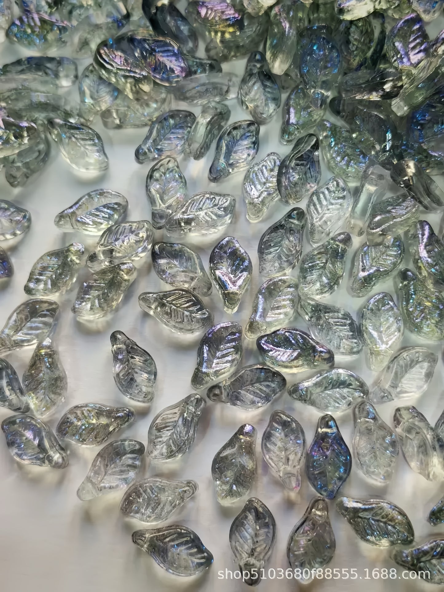 0 0今日新作  2色ガラス葉っぱ-クリア（1203）