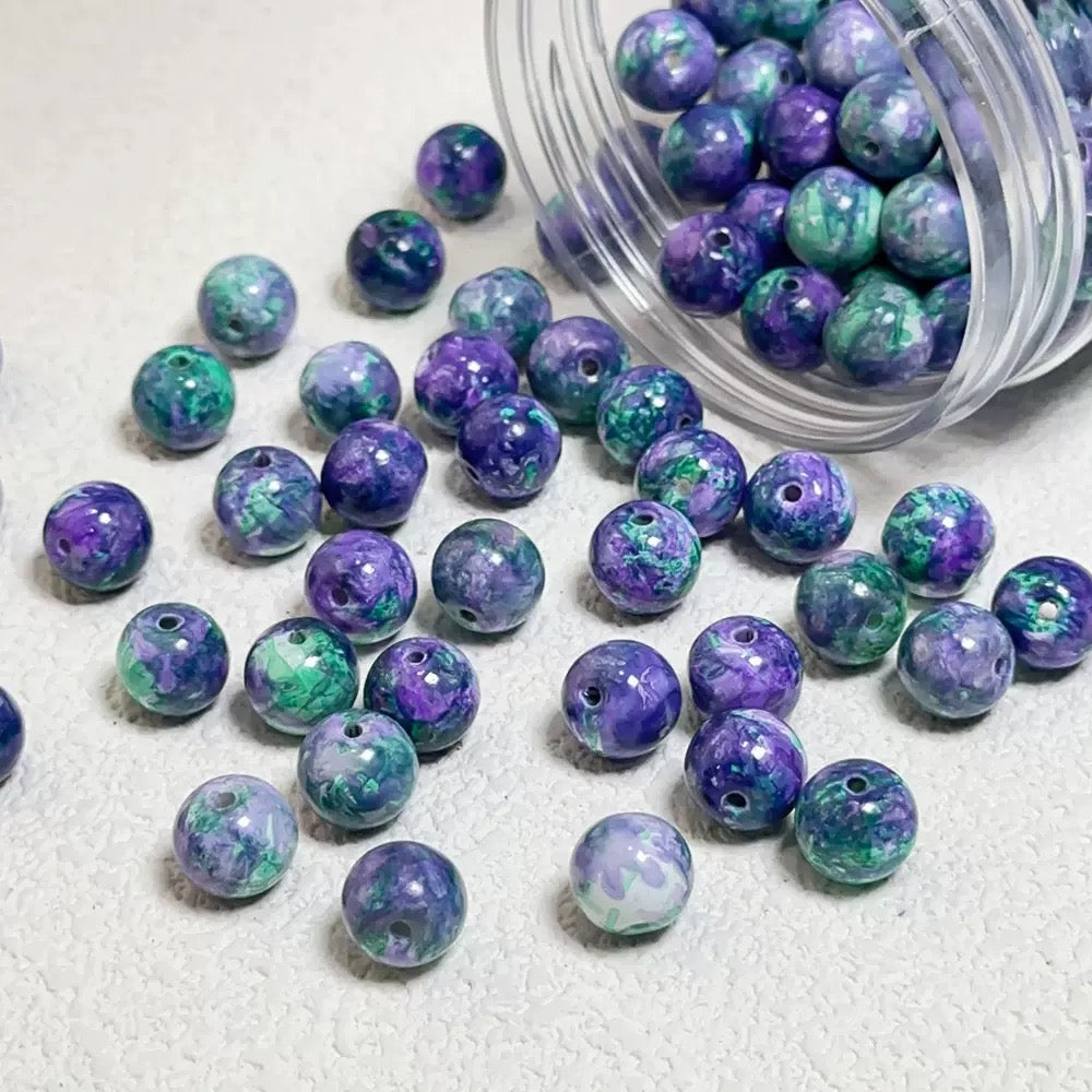 0 0今日新作 油絵ガラスビーズ  10ミリ(0628)