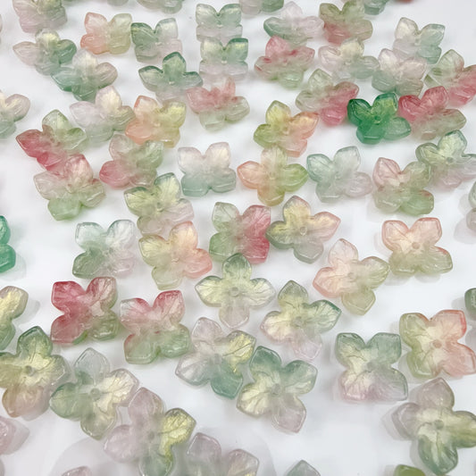 0 0今日新作 ガラスビーズ-4片花12ミリ(0125)