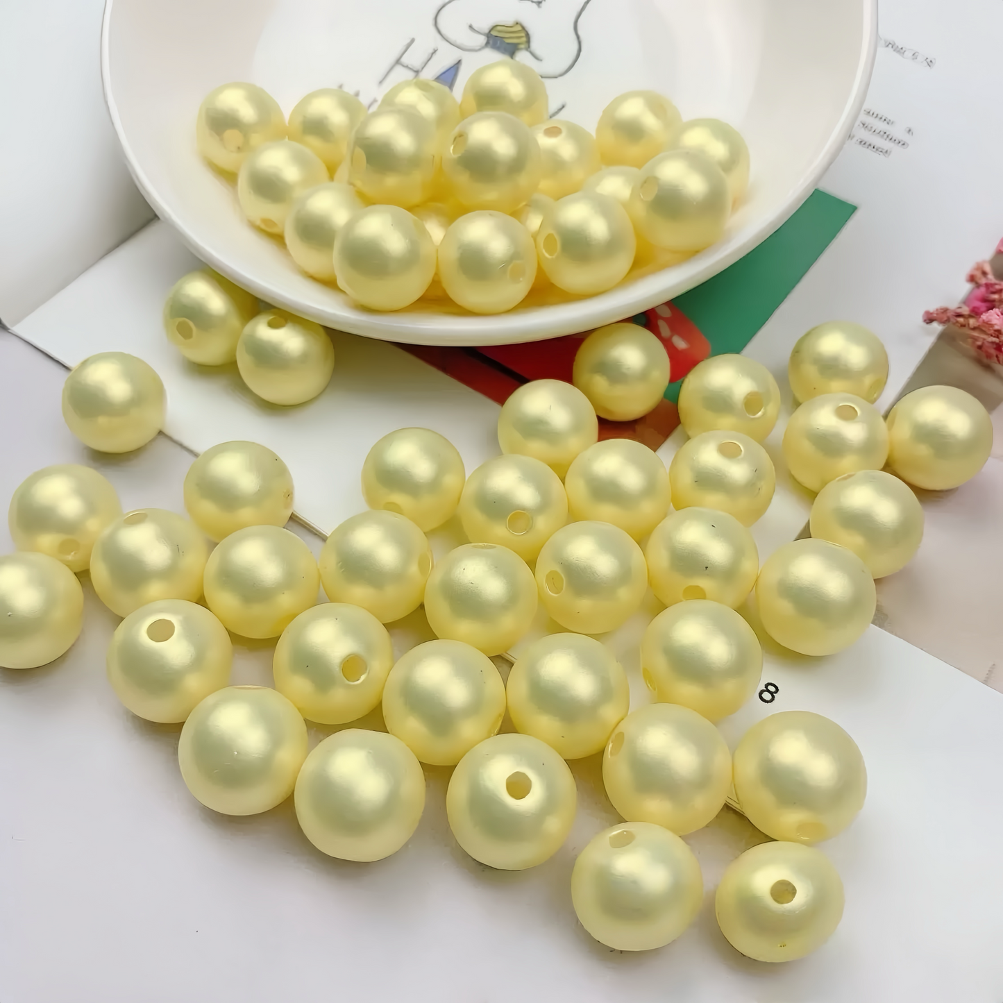 0 0今日新作 単色パール色ビーズ-8ミリ(0601)