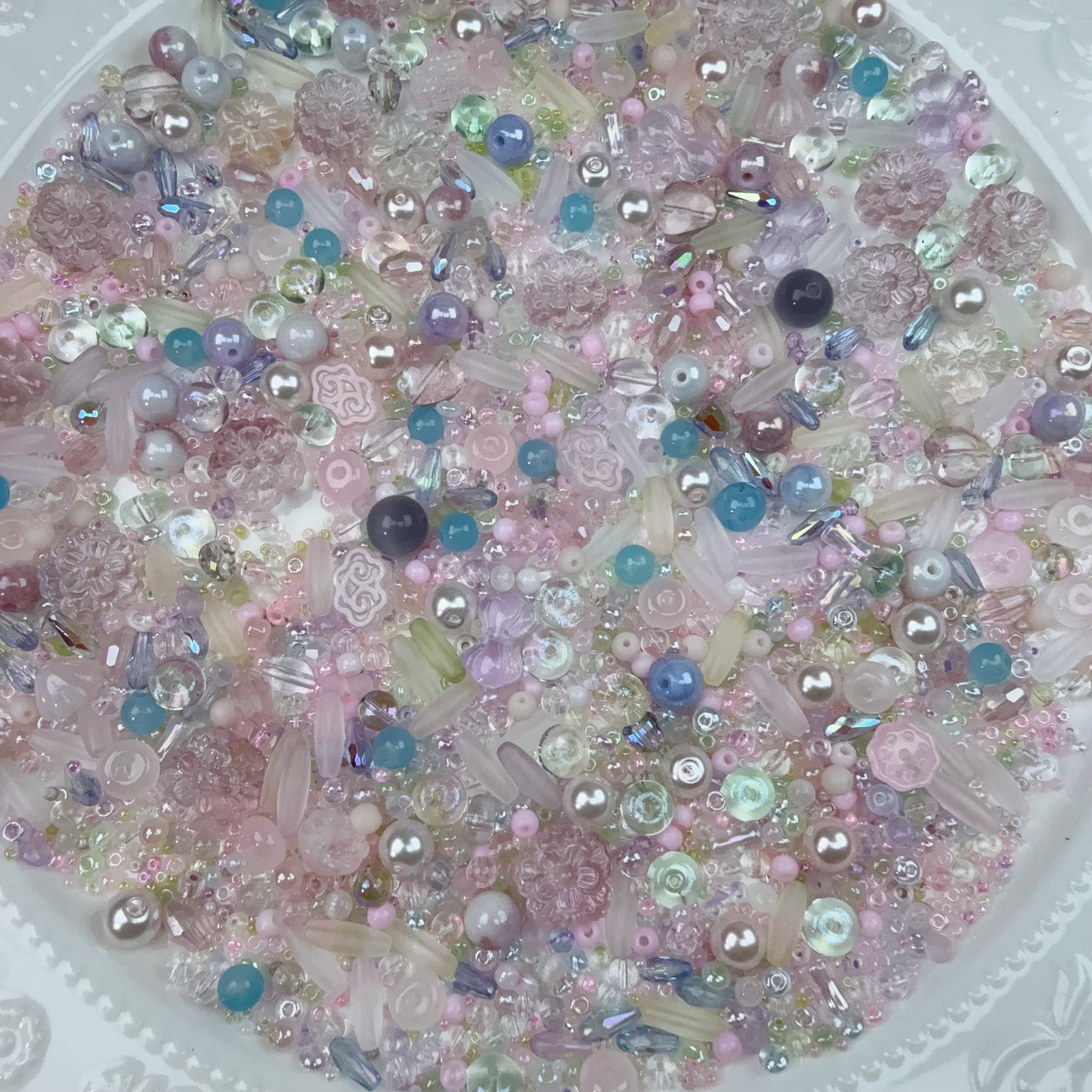 0 0今日新作 クリアオレンジ&水色&ピンク シードビーズ混ぜ (0916)