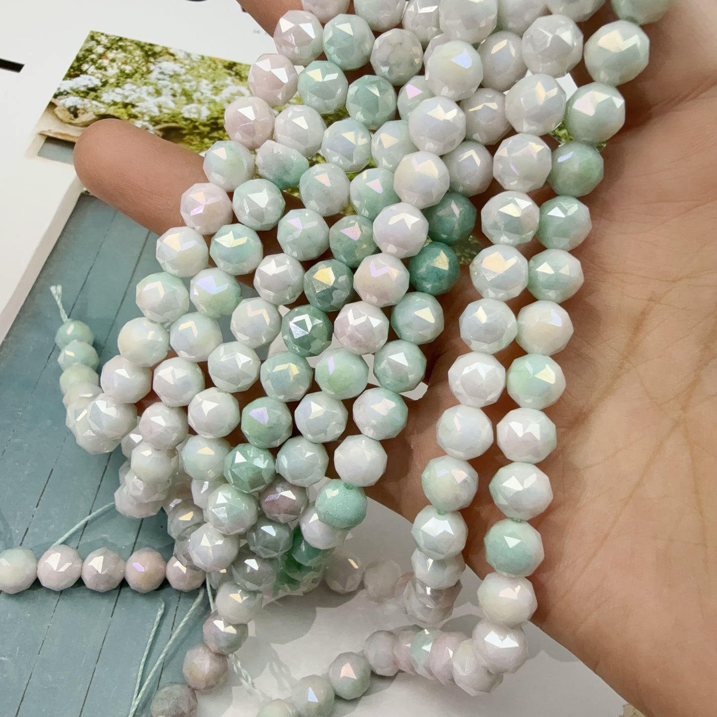 0 0今日新色メッキ磁器色グラデーションカット8mm(0516)