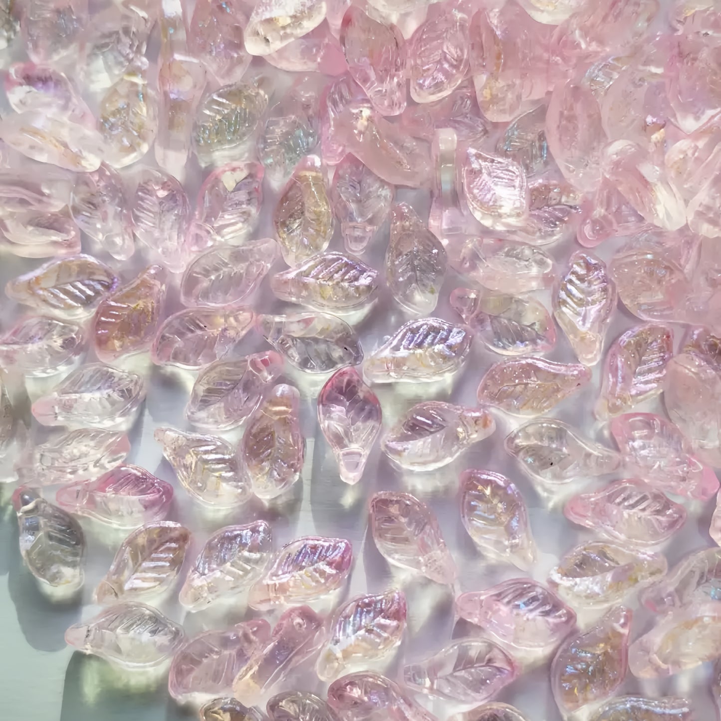 0 0今日新作  2色ガラス葉っぱ-クリア（1203）